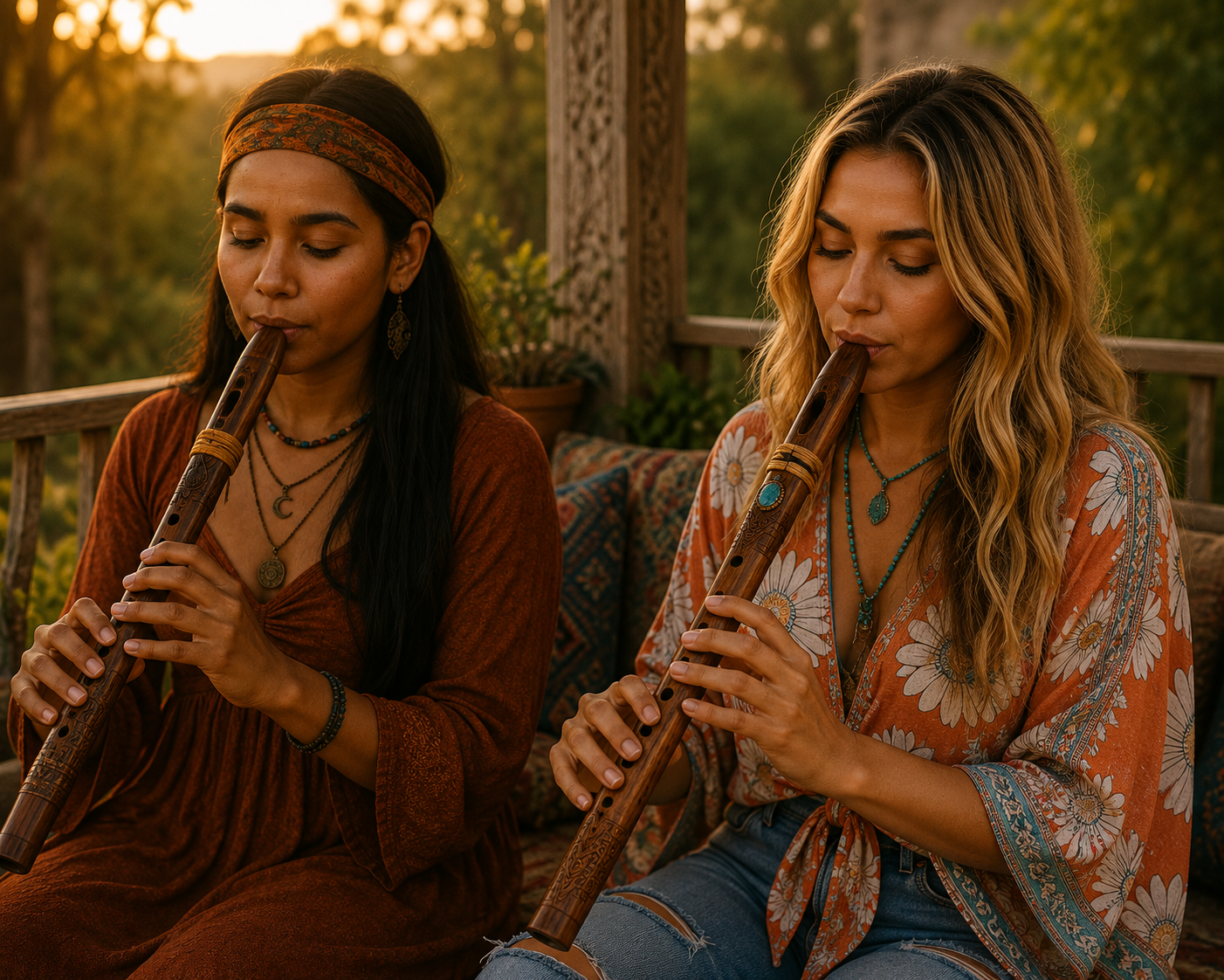 Terev And Shara Playing Flute